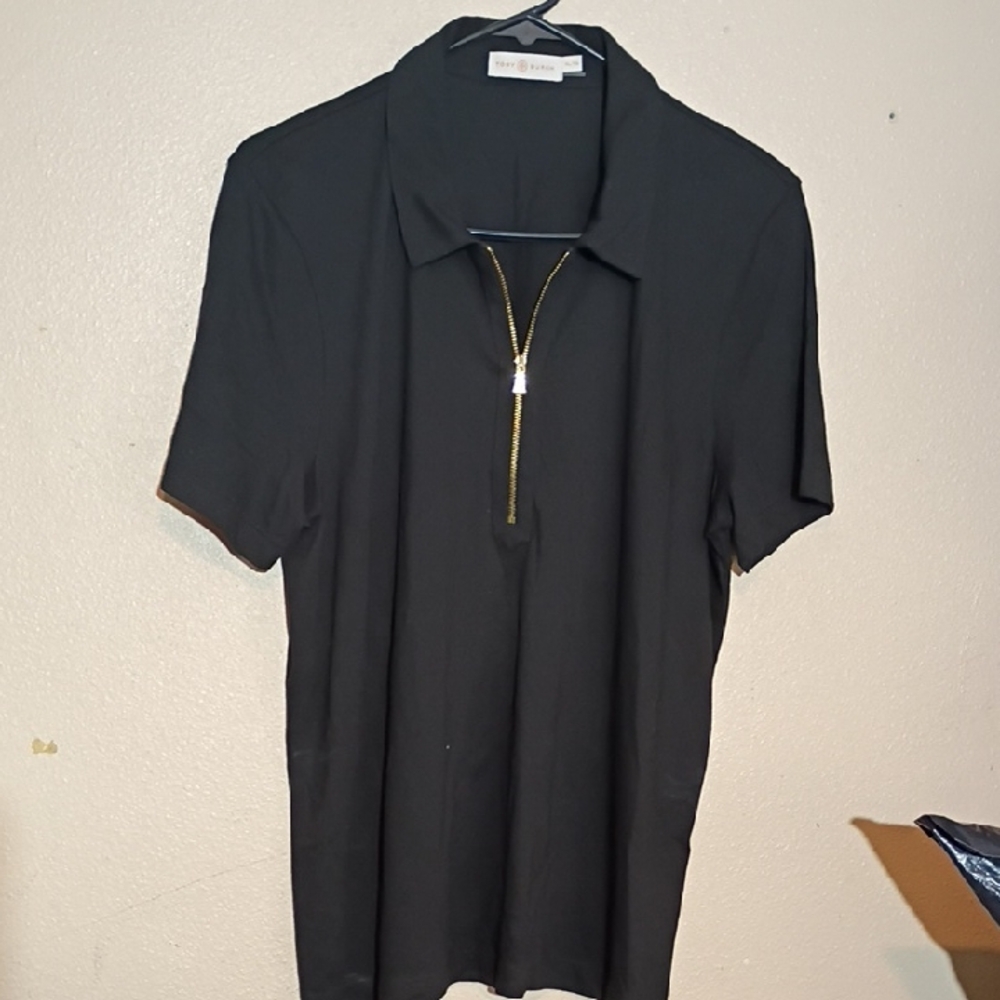 Tory Burch Black Half-Zip Polo Shirt
